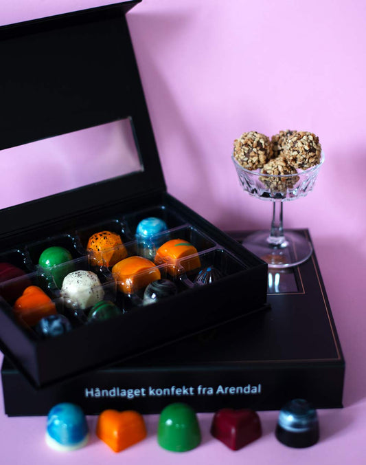 Konfekteske til bedrift - eksklusiv sjokolade 12 biter